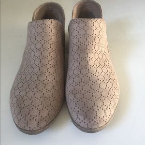 Tan suede booties, size 6.5,  memory foam insoles